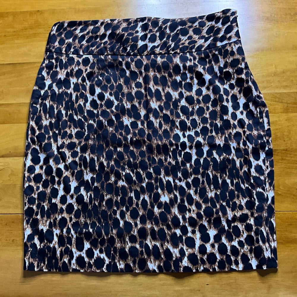 Grace Animal Leopard Print Pencil Skirt, Size‎ 4, Cotton Blend, Business Casual